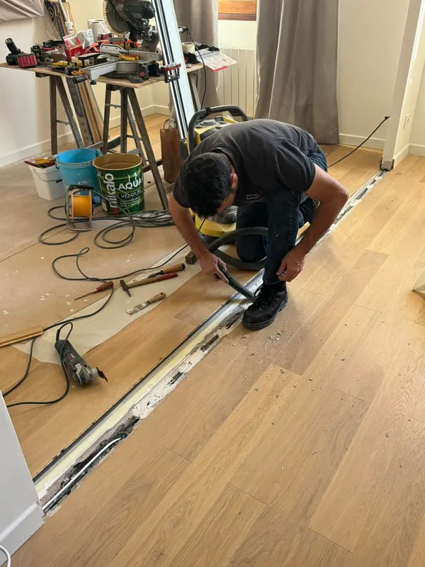 Suppression de cloison et reprise du parquet, avant les travaux